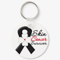 Skin Cancer Survivor Flower Ribbon keychains