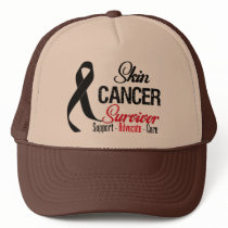 Skin Cancer Survivor Grunge Ribbon hats