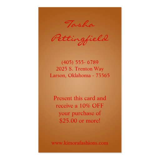 Skin Care Massage Spa Vector Girl Business Card (back side)