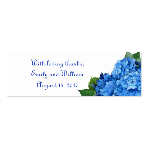 Skinny Blue Hydrangea Wedding Favor Tags Business Card (front side)