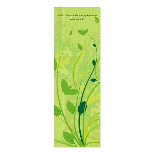 Skinny Business Card Green Butterfly Floral (back side)
