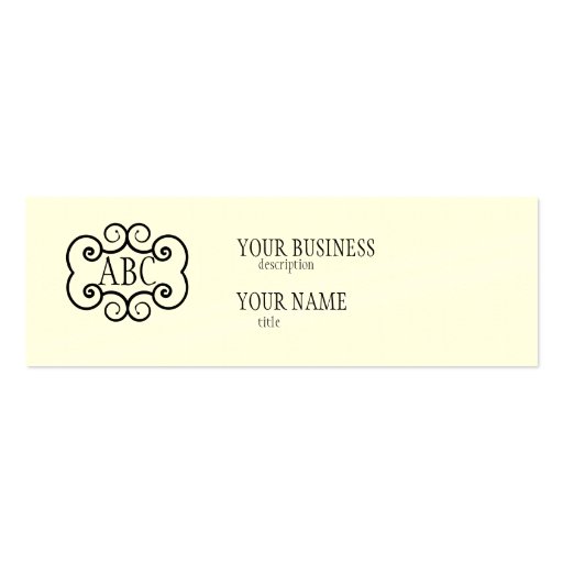 Skinny Business Card Std Paper Cream Monogram (front side)