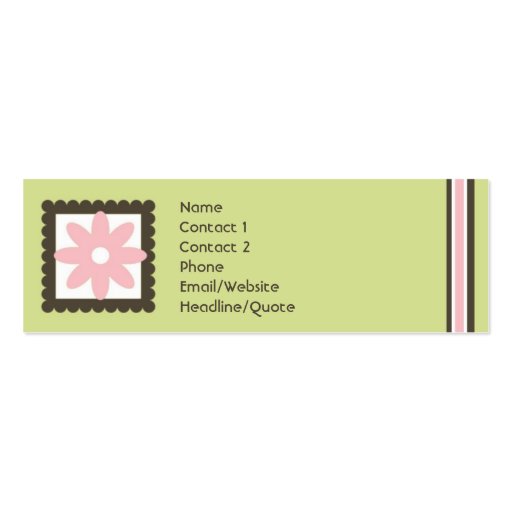 Skinny Mini Daisy Stripes Calling / Mommy Card Business Card Templates (front side)
