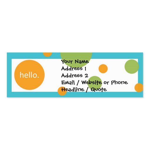 Skinny Mini Modern Dots Profile / Calling Card Business Card Templates (front side)