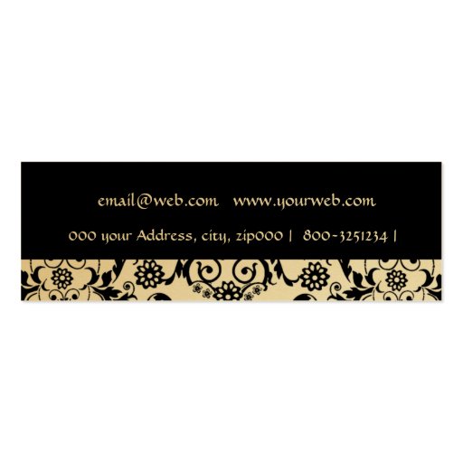 Skinny  Monogram Damask Business Cards (back side)