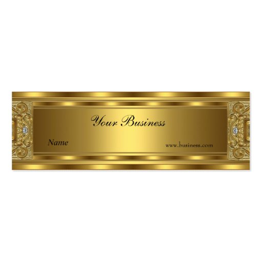Skinny Ornate Gold Elegant Classy Business Card Templates (front side)