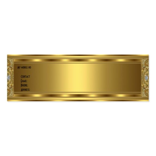 Skinny Ornate Gold Elegant Classy Business Card Templates (back side)