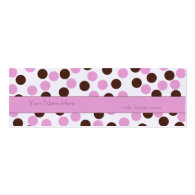 Skinny Pink and Brown Polka Dot Business Card