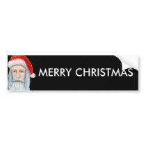 Skinny Santa Face Hand Drawn and Painted bumper stickers
