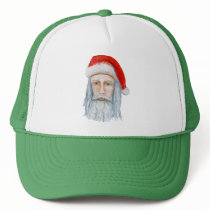 Skinny Santa Face Hand Drawn and Painted hats