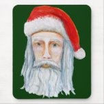 Skinny Santa Face Hand Drawn and Painted mousepads