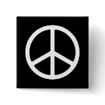 Skinny White Peace Symbol Buttons