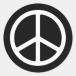 Skinny White Peace Symbol Round Sticker