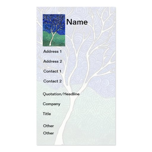 Skinny White Tree with Swirly Sky Business Card (front side)