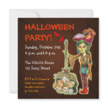 Skinny Witch Halloween Party Invitation - Brown 2