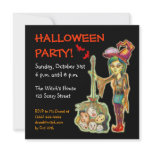 Skinny Witch Halloween Party Invitation Card:Black