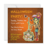 Skinny Witch Halloween Party Invitation - Orange