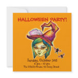 Skinny Witch Halloween Party Invitation [Pumpkin]