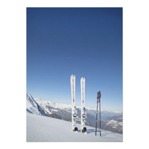 Skis and Ski Poles Personalized Invites