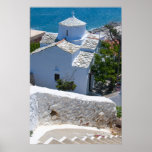 Skopelos Church White Against Blue Print