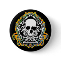 SKULL ACE OF SPADES PINBACK BUTTONS