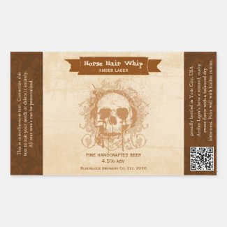 Skull Amber Lager Custom Beer Labels Rectangular Sticker