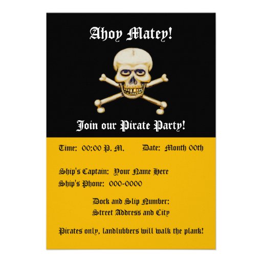 Skull amd Bones Pirate Party Invite