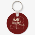 Skull and a book keychains