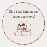 Skull and a book round stickers