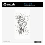 Skull and Blood Roses Skin for iPhone 4 skins