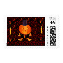 Skull and Bones Pumpkin Postage Stamps