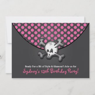 Skull and Bones Purse Birthday Party Invitations zazzle_invitation