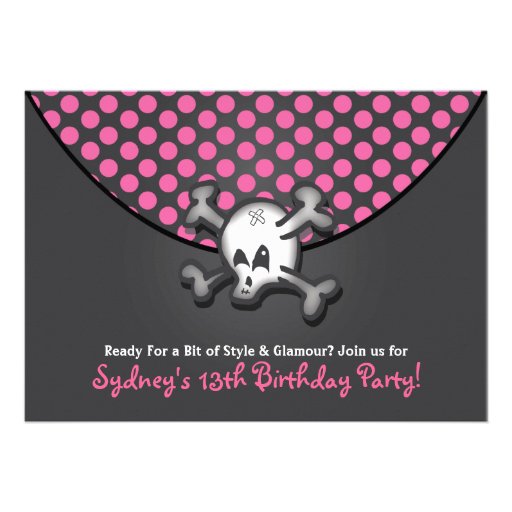 Skull and Bones Purse Birthday Party Invitations