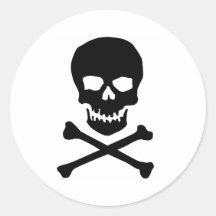 skull and bones round sticker