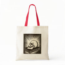 Skull and Book Canvas Bag