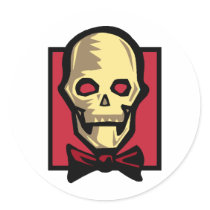 Skull and Bowtie Round Stickers