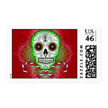 Skull and Candy Canes Postage