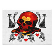 Skull and Cats Personalized Invites