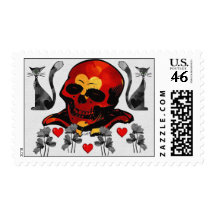 Skull and Cats Stamps