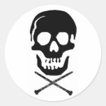 Skull and clarinets - Black on white Sticker