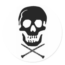 Skull and clarinets - Black on white stickers