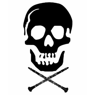 Skull and clarinets - Black on white zazzle_shirt