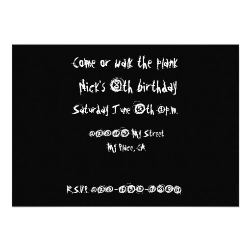 Skull and Cross Bones Custom Invites