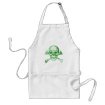 Skull and Cross Bones - Green Apron
