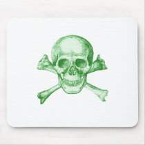 Skull and Cross Bones - Green Mousepads