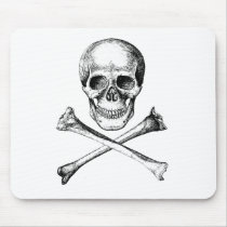 Skull and Cross Bones - Grey Mouse Pads