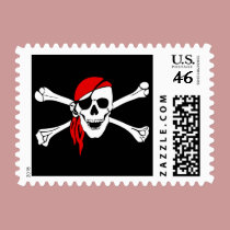Skull and Cross Bones Pirate stamps