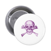 Skull and Cross Bones - Purple Pinback Button