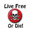 skull and crossbone, Live Free Or Die! t-shirts