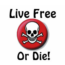 skull and crossbone, Live Free Or Die! t-shirts